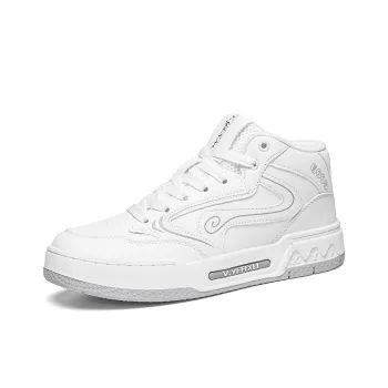 V.YERXU White Sneakers High Top Skateboard Shoes Unisex White Gray