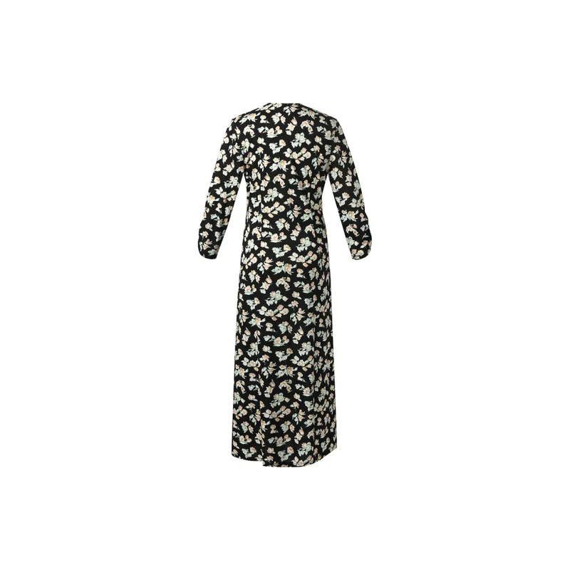 GOELIA Long Sleeved Dress Women's Light Pink Pomegranate Black With Print-2