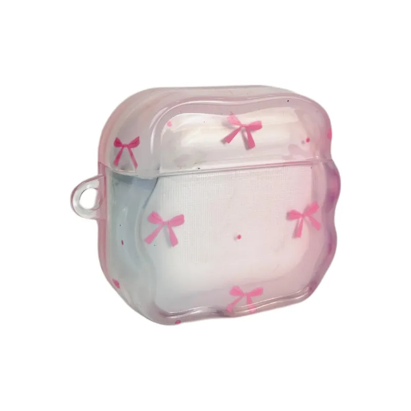 Sopi Compatibility With Apple AirPods 4/2/3/4th Generation/AirPods Pro/Pro 2 TPU Gradient Pink Bowknot Headphone Cases-4