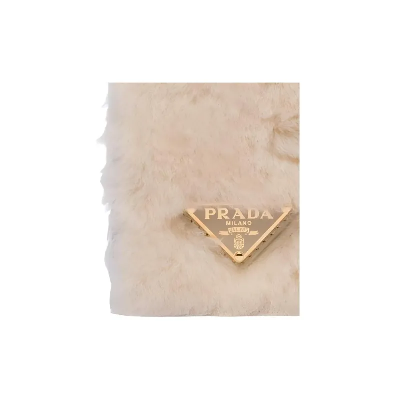 PRADA Shearling IPhone 14 Pro Case Bag Accessory Women's Light Brown-4