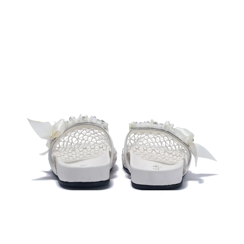 BELLALILY Rubber Sole Woven Slip Resistant Wrap toe Slippers Women's-4