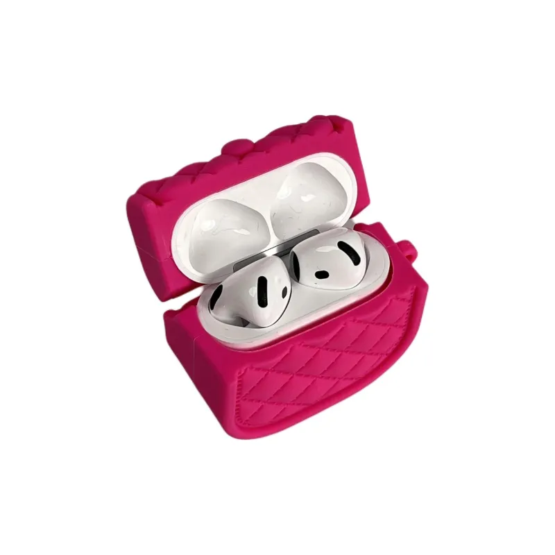 Sopi Compatibility With Apple AirPods 4/2/3/4th Generation/AirPods Pro/Pro 2 Silicone Rose Red Handbag Headphone Cases-2