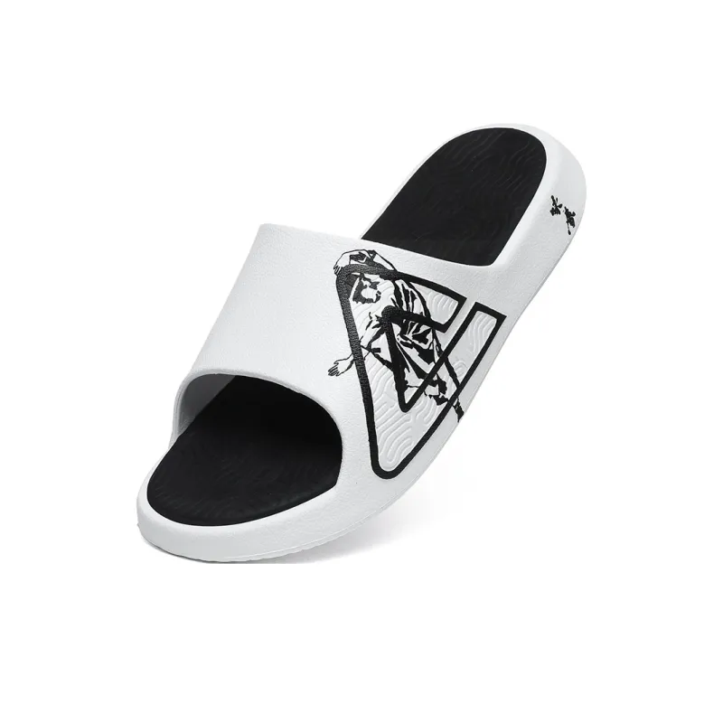 PEAK Attitude 7.0 Slip Resistant Abrasion Resistant Cushioning Slide Slippers Men's White Black-3