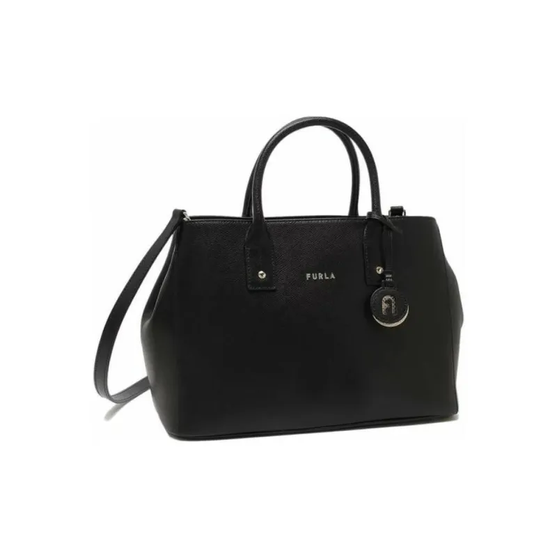 Furla Linda Leather Tote Bag Shopping Bag Handbag Small Size Women's Black-2