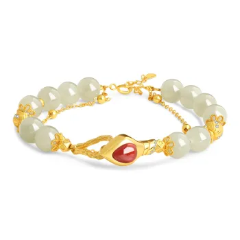 Lao Feng Xiang Hetian Jade Bracelets White Jade/Pale Greenish White Jade Women's