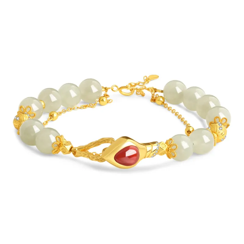 Lao Feng Xiang Hetian Jade Bracelets White Jade/Pale Greenish White Jade Women's-0