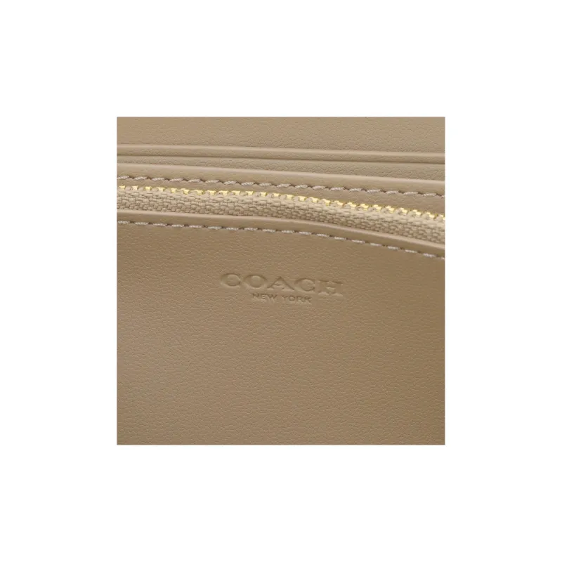 COACH Zip Around Coated Canvas With Smooth Leather Wallet Trumpets Women's White-5