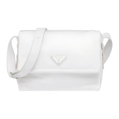 PRADA Recycled Nylon Messenger Bag Crossbody Bags Shoulder Bags Women's White