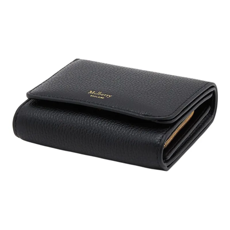 Mulberry Cow Leather Wallet Small Size Women's Black-4