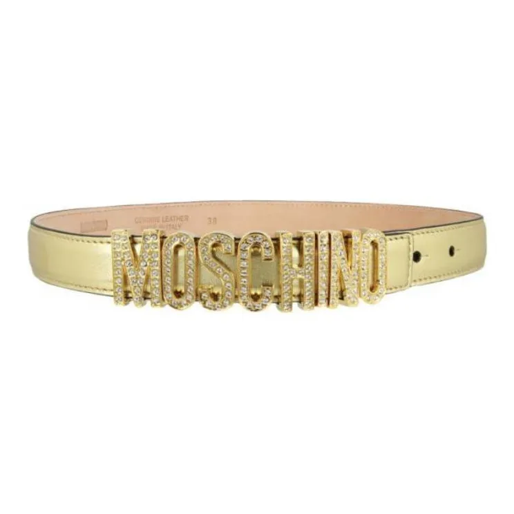 MOSCHINO Crystal Embellished Logo Lettering Belt-1