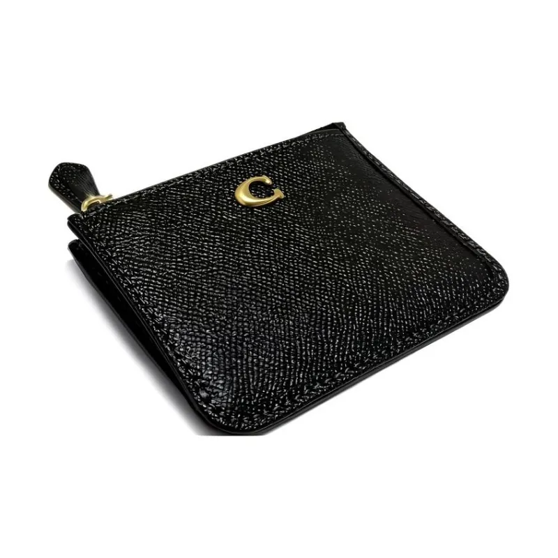 COACH Skinny Id Case Cow Leather Card Holder Mini Women's Black-2