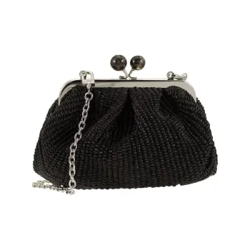 WEEKEND MaxMara Cotton Shoulder Bag Small Size Women's Black