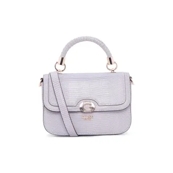 GUESS Artificial Leather One Shoulder Handbags Medium Size Women's Lavender/Ecru