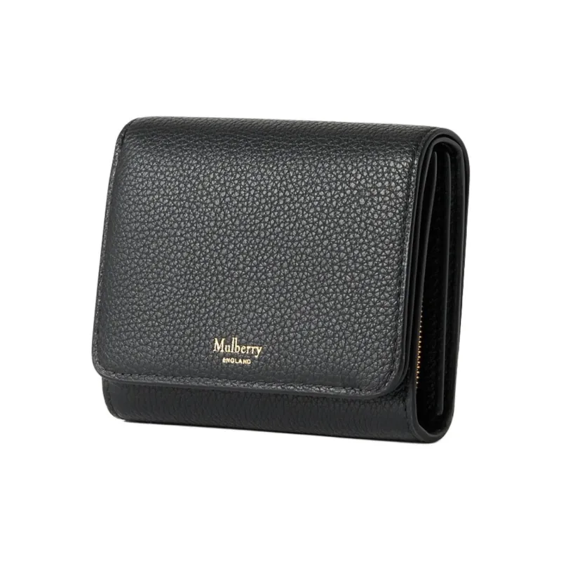 Mulberry Cow Leather Wallet Small Size Women's Black-2