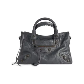 Balenciaga Sheepskin One Shoulder Handbag Small Size Women's Charcoal Black