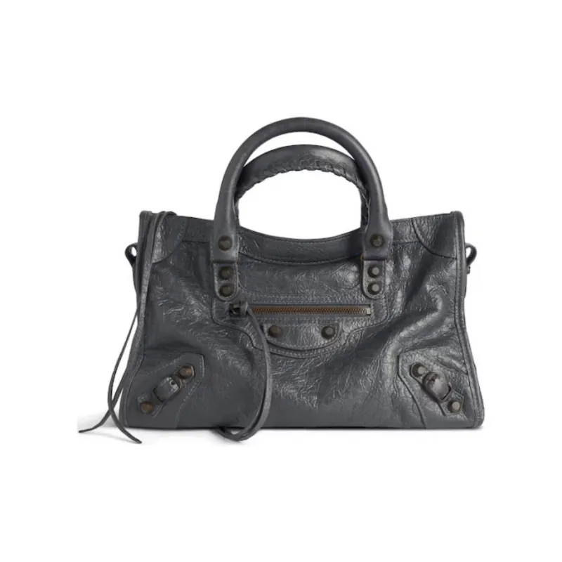 Balenciaga Sheepskin One Shoulder Handbag Small Size Women's Charcoal Black-0