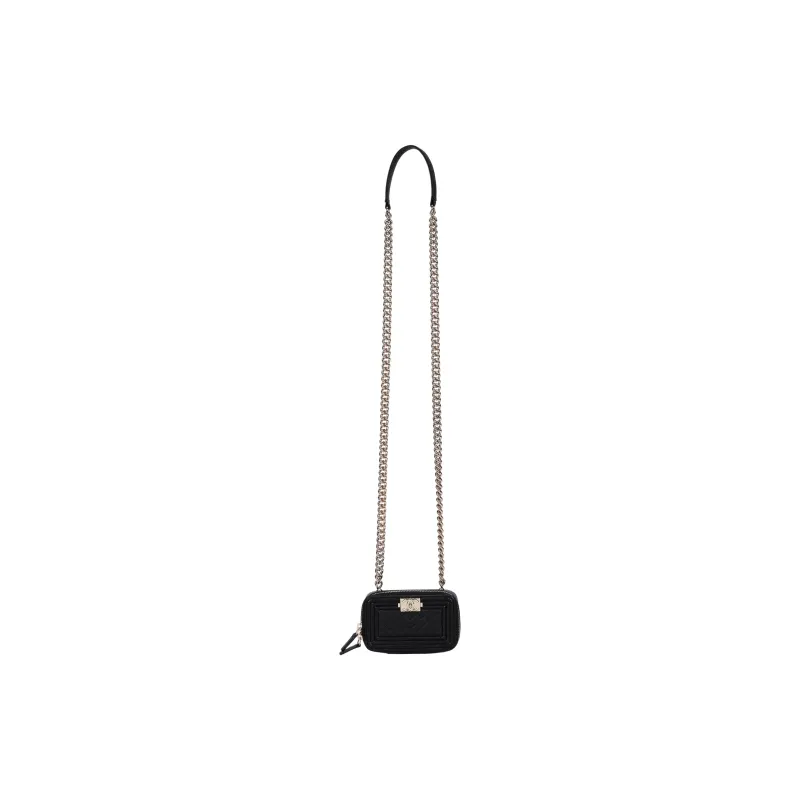 CHANEL Cow Leather Crossbody Bag Men's Black-0
