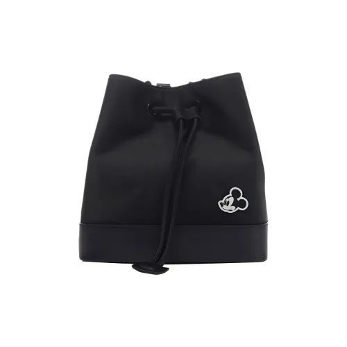 LI-NING 1990 Classic Collection Fabric With Leather Bucket Bags Shoulder Bag Crossbody Bag Regular Women's Black