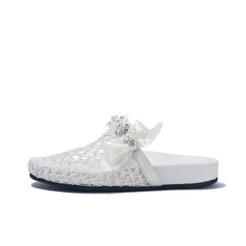 BELLALILY Rubber Sole Woven Slip Resistant Wrap toe Slippers Women's