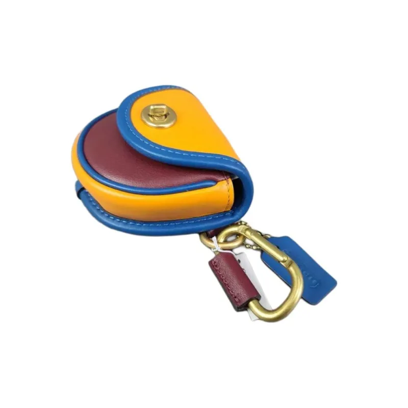 COACH Leather Coin Purse Mini Women's Yellow & Blue Purple-3