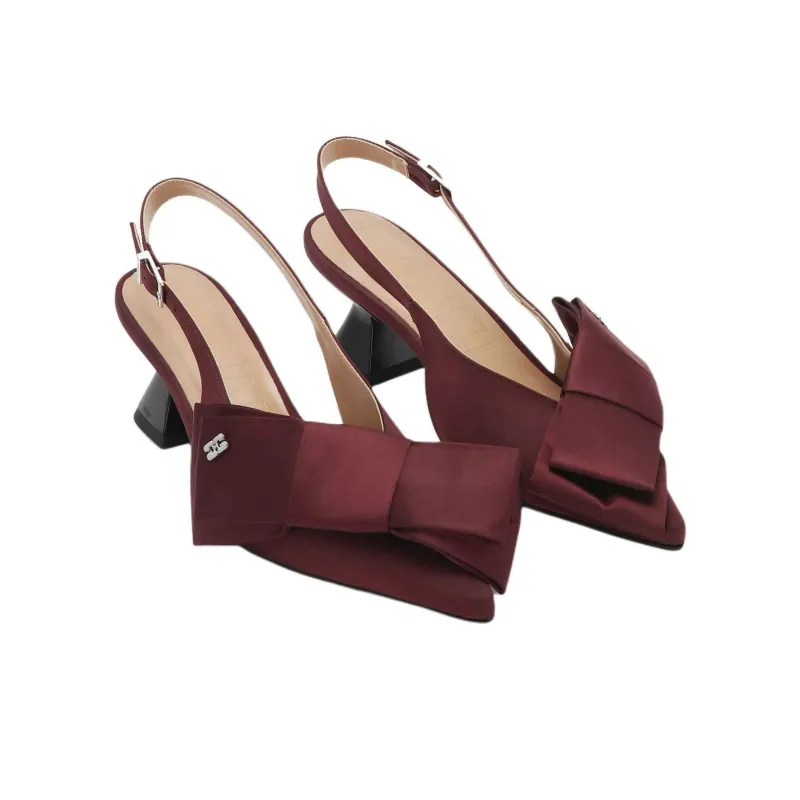 GANNI Irregular Heel High Heels Women's Burgundy-3