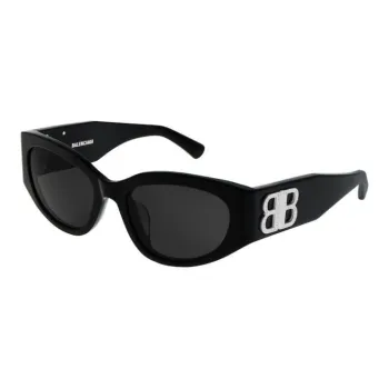 Balenciaga Acetate Rhinestone Irregular Shape Sunglasses Women's Black