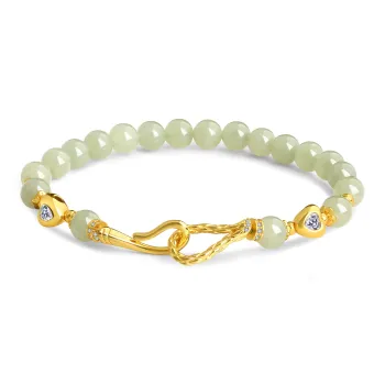 Lao Feng Xiang Hetian Jade S925 Silver Hand Accessory White Jade/Pale Greenish White Jade Women's
