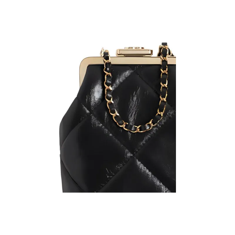 CHANEL Shiny Vintage Lambskin Handheld Shoulder Bag, Crossbody Bag Women's Black-2