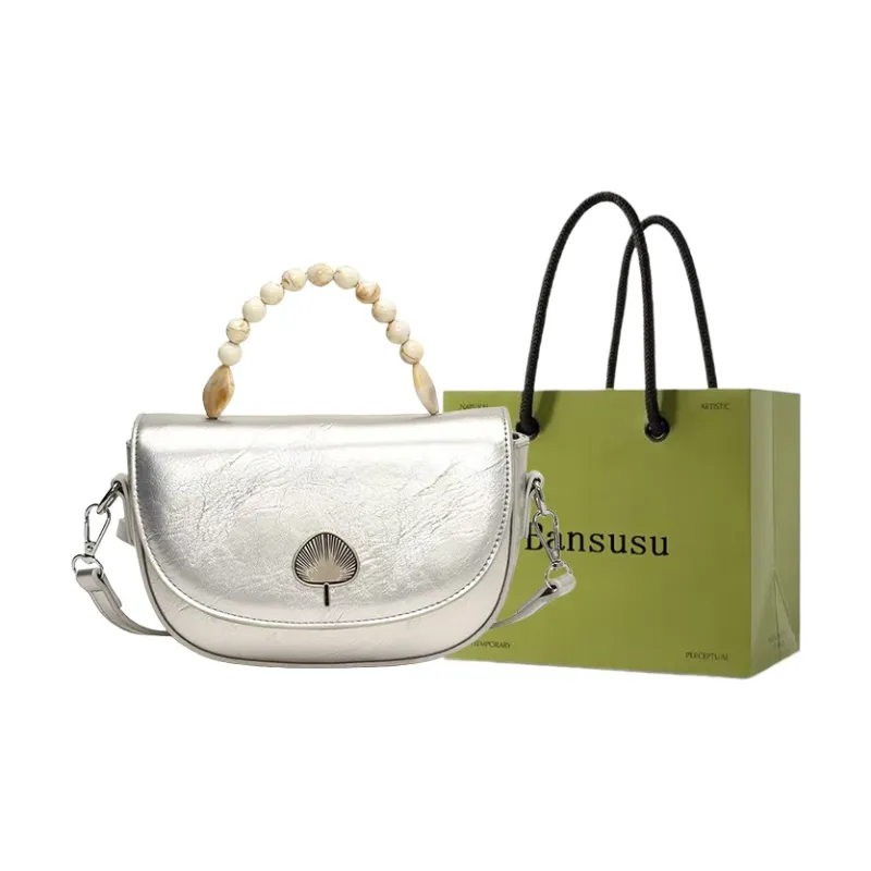 Bansusu PU Shoulder Bag Women's Black/White/Pink/Brown/Silver-7