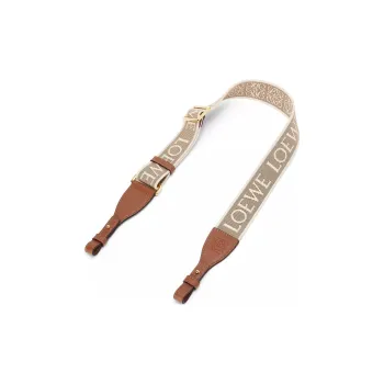 LOEWE Fabric Cow Leather Patchwork Bag Straps Women's Natural/Tan