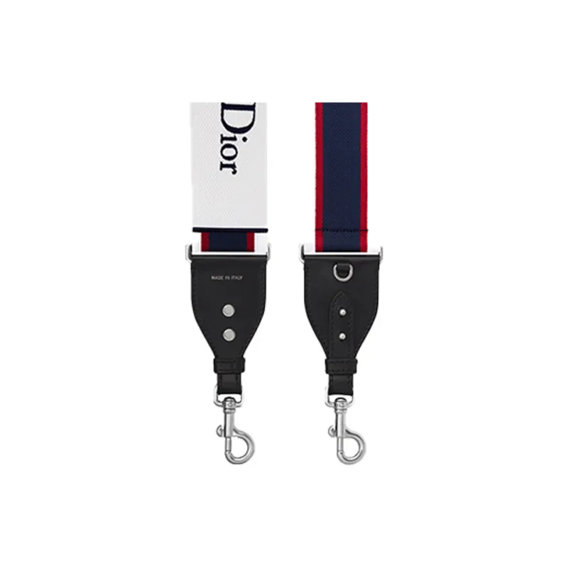 DIOR Embroidery With Calfskin Bag Strap Women's Black/Red/White-3