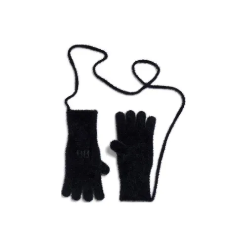 Balenciaga Wool Polyamide Knit Gloves Women's Black