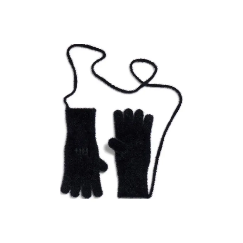 Balenciaga Wool Polyamide Knit Gloves Women's Black-0