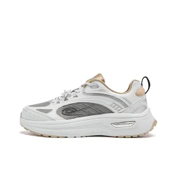 QIAODAN Cushioning Rebound Abrasion Resistant Low Top Casual Long Distance Running Shoes Women's White Silver