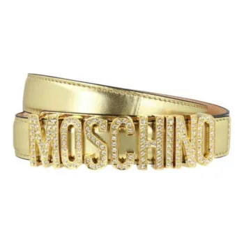 MOSCHINO Crystal Embellished Logo Lettering Belt