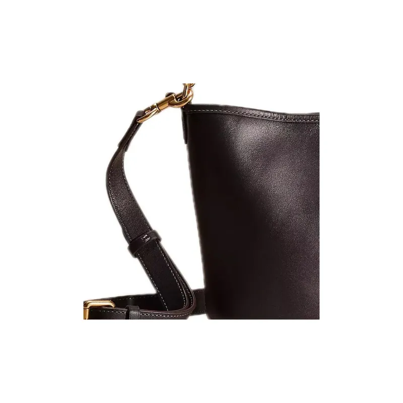 COACH Dakotah Glove Tanning Bucket Bags Shoulder Bag Crossbody Bag Small Size Women's Brass & Black-1