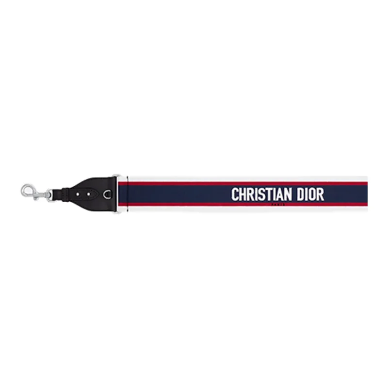 DIOR Embroidery With Calfskin Bag Strap Women's Black/Red/White-4
