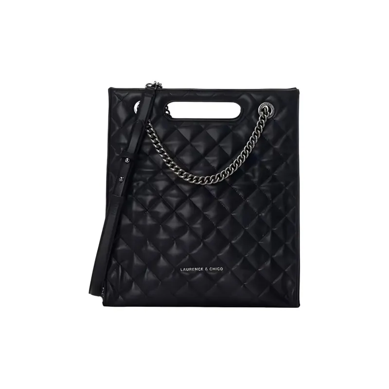 Laurence & Chico Cow Leather One Shoulder Crossbody Bag Tote Bag Shopping Bag Handbag Large Size Women's Black-0