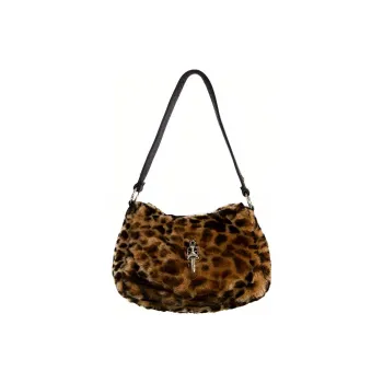 Chrome Hearts Plush Shoulder Bag Chicken Block Bag Handbag Shoulder Bag Women's Leopard Print Brown