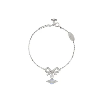 Vivienne Westwood Brass Bowknot Blue Globe Saturn Pendant Bracelet Women's Silver/Blue