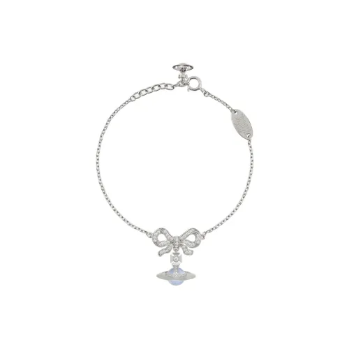 Vivienne Westwood Brass Bowknot Blue Globe Saturn Pendant Bracelet Women's Silver/Blue