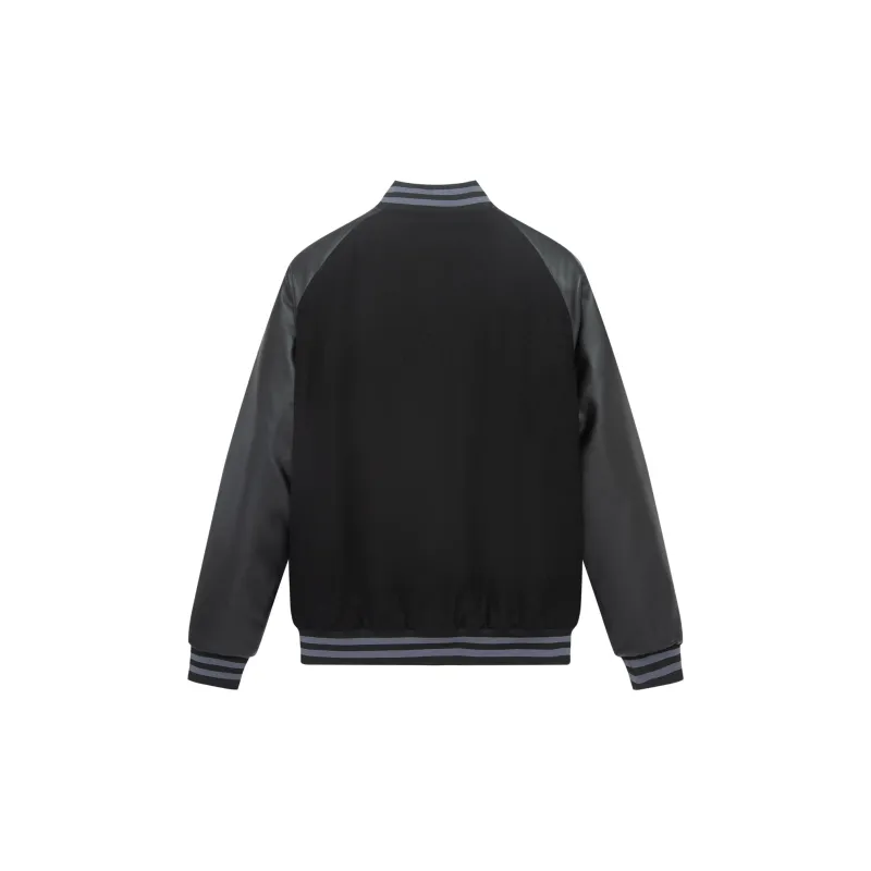 LESS BEARS Baseball Jacket Unisex Black-1