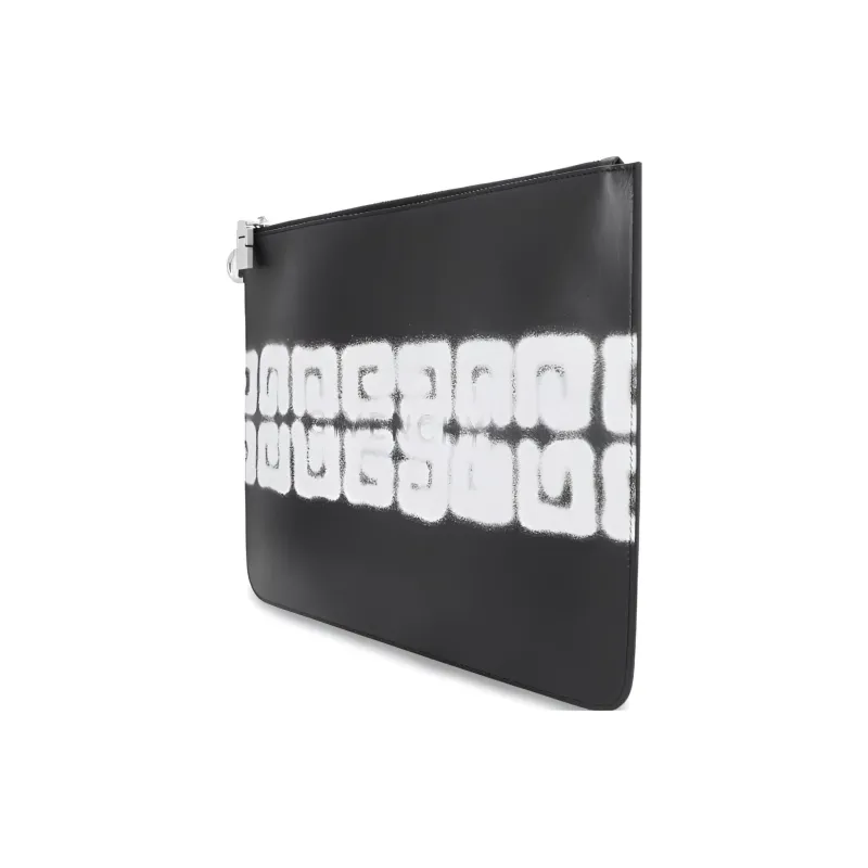 Givenchy Chito Collaboration 4G Smooth Calf Leather Zip Closure Clutch Men's Black-1