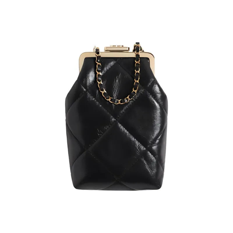 CHANEL Shiny Vintage Lambskin Handheld Shoulder Bag, Crossbody Bag Women's Black-0