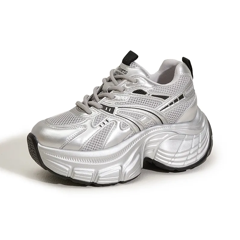 Milan Love Song Cushioned Wear Resistant Height Increasing Low Top Chunky Sneakers Women's-5