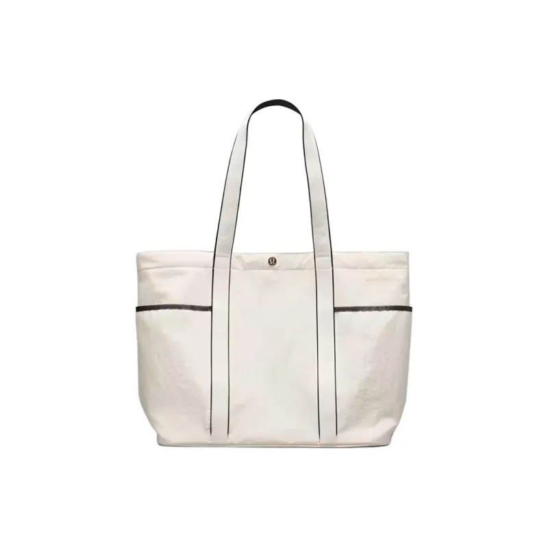 Lululemon Nylon Tote Bag Shopping Bag Shoulder Bag Handbag Unisex White-0