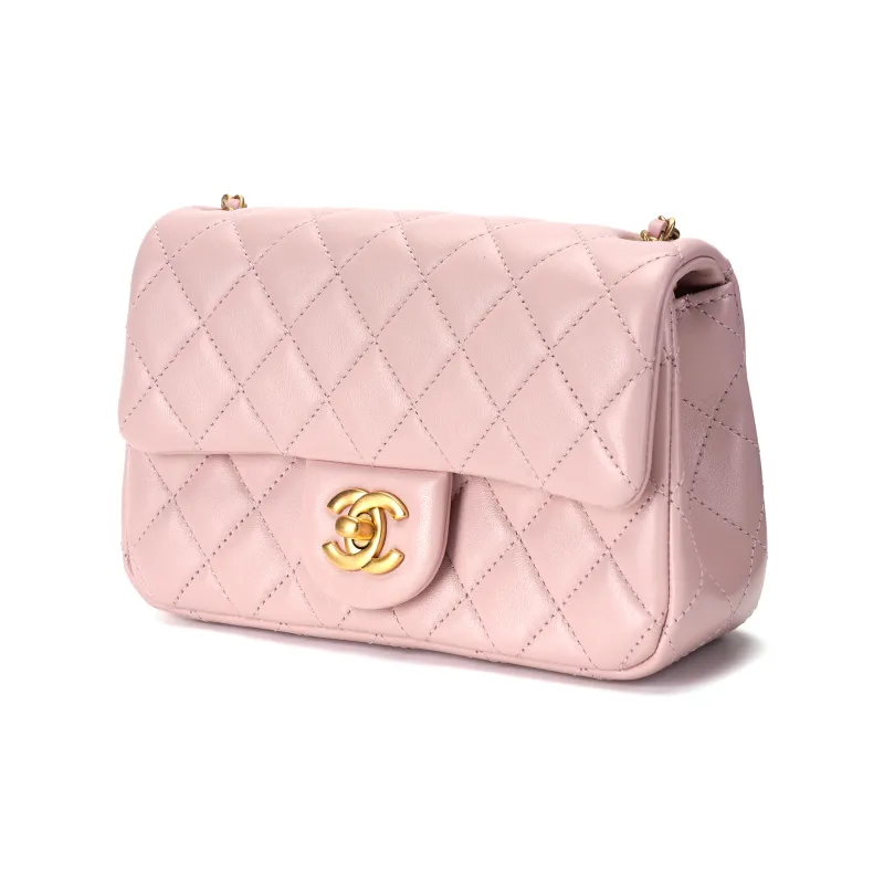 CHANEL Classic Flap CF Sheepskin Shoulder Bag, Crossbody Bag Mini Women's Pink-1