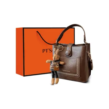 PT'SON Synthetic Leather Handbag, Shoulder Bag, Crossbody Bag, Bucket Bag Regular Women's Coffee
