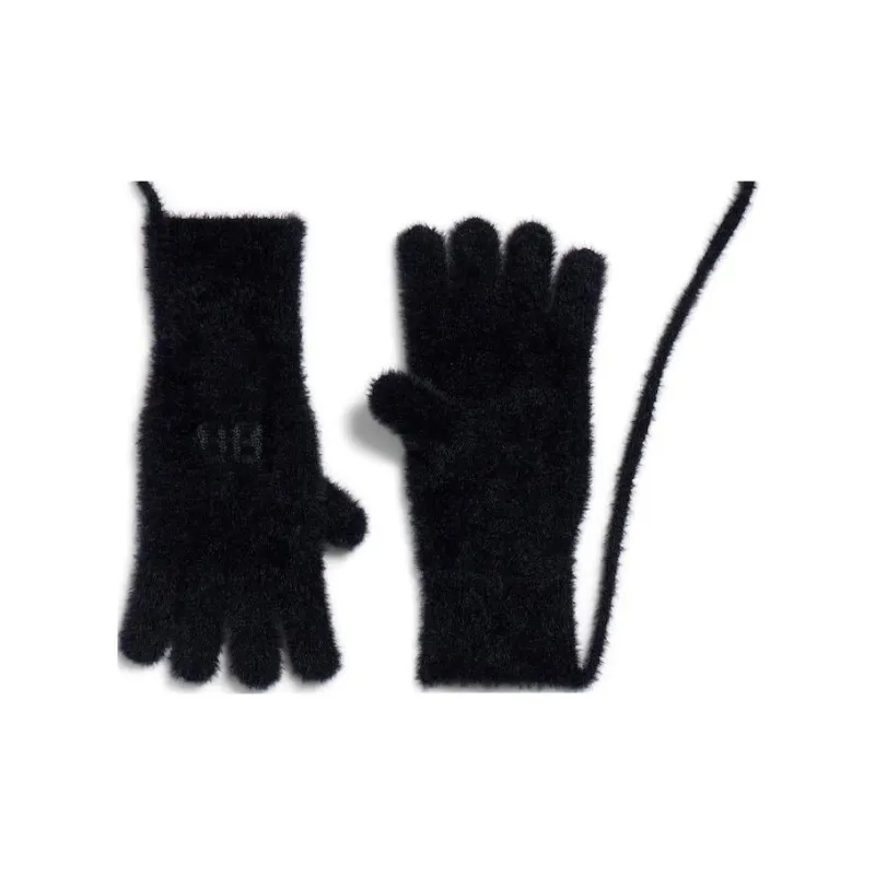 Balenciaga Wool Polyamide Knit Gloves Women's Black-2