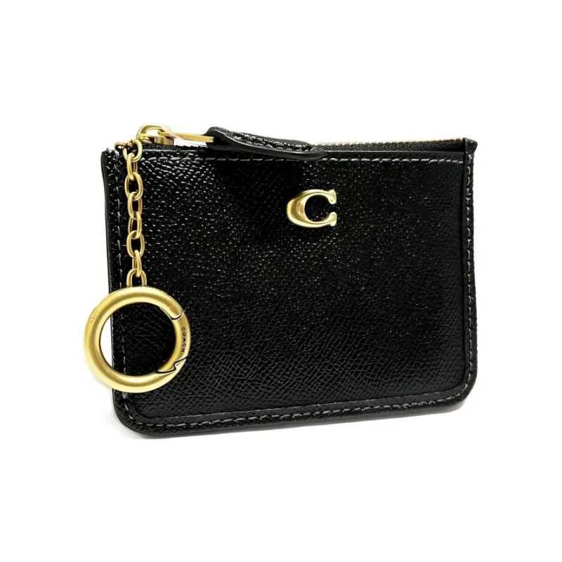 COACH Skinny Id Case Cow Leather Card Holder Mini Women's Black-1